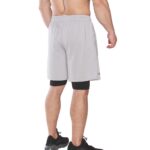 MuscleCloth 2 in 1 Erkek Taytlı Stretch Şort Açık Gri