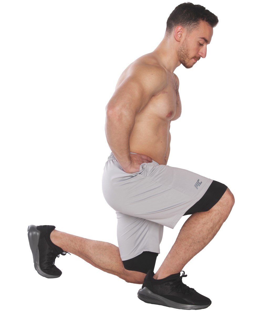 MuscleCloth 2 in 1 Erkek Taytlı Stretch Şort Açık Gri