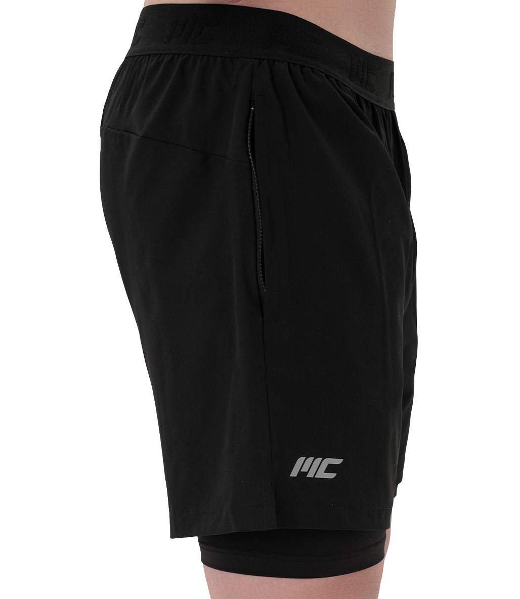 MuscleCloth Performance 2 In 1 Erkek Taytlı Şort Siyah