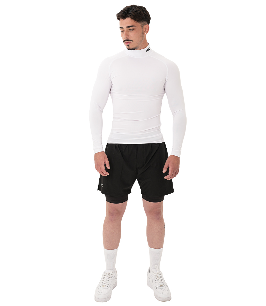 MuscleCloth Performance 2 In 1 Erkek Taytlı Şort Siyah