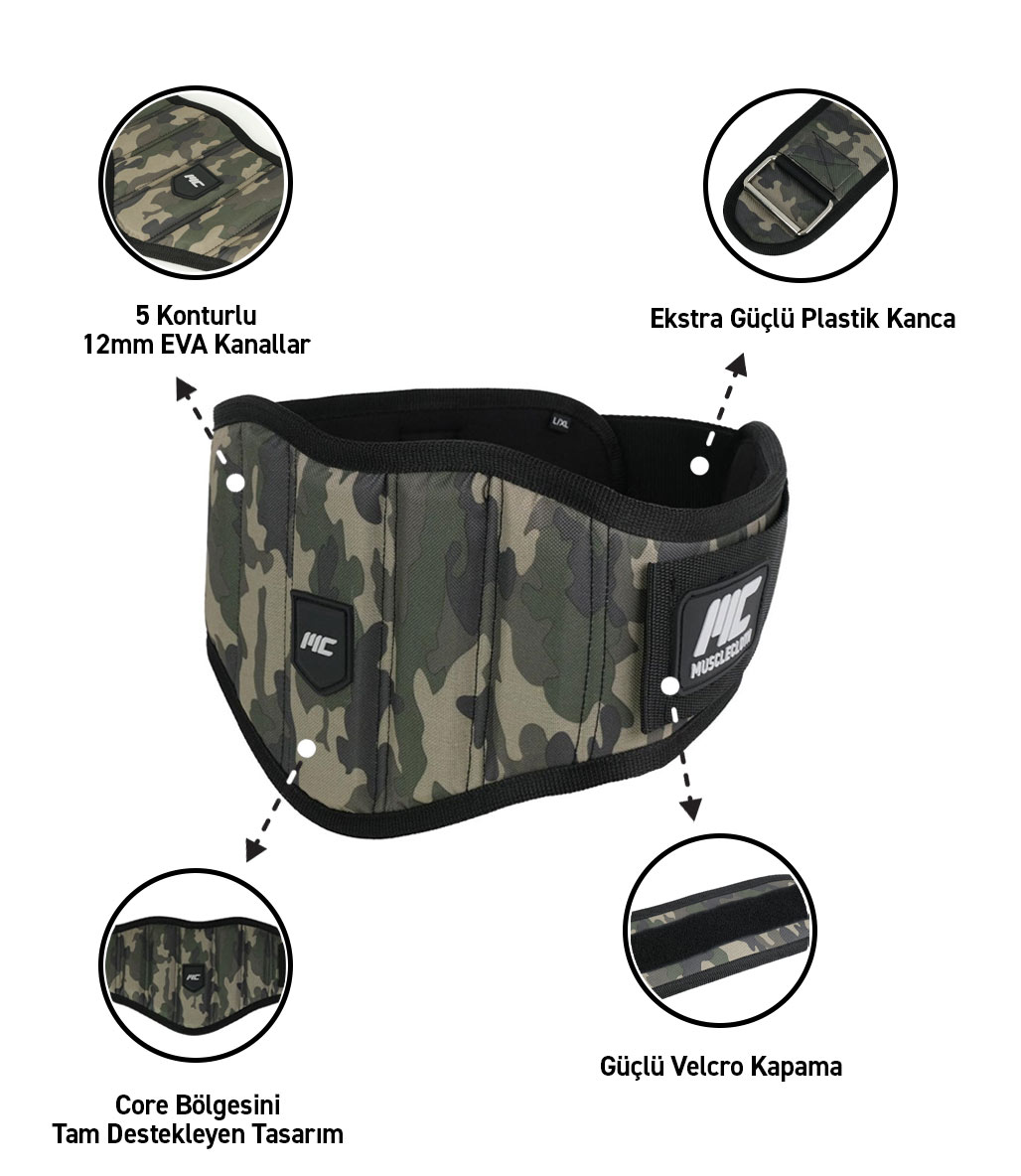 MuscleCloth PN-Core Ağırlık Kemeri Haki Kamuflaj