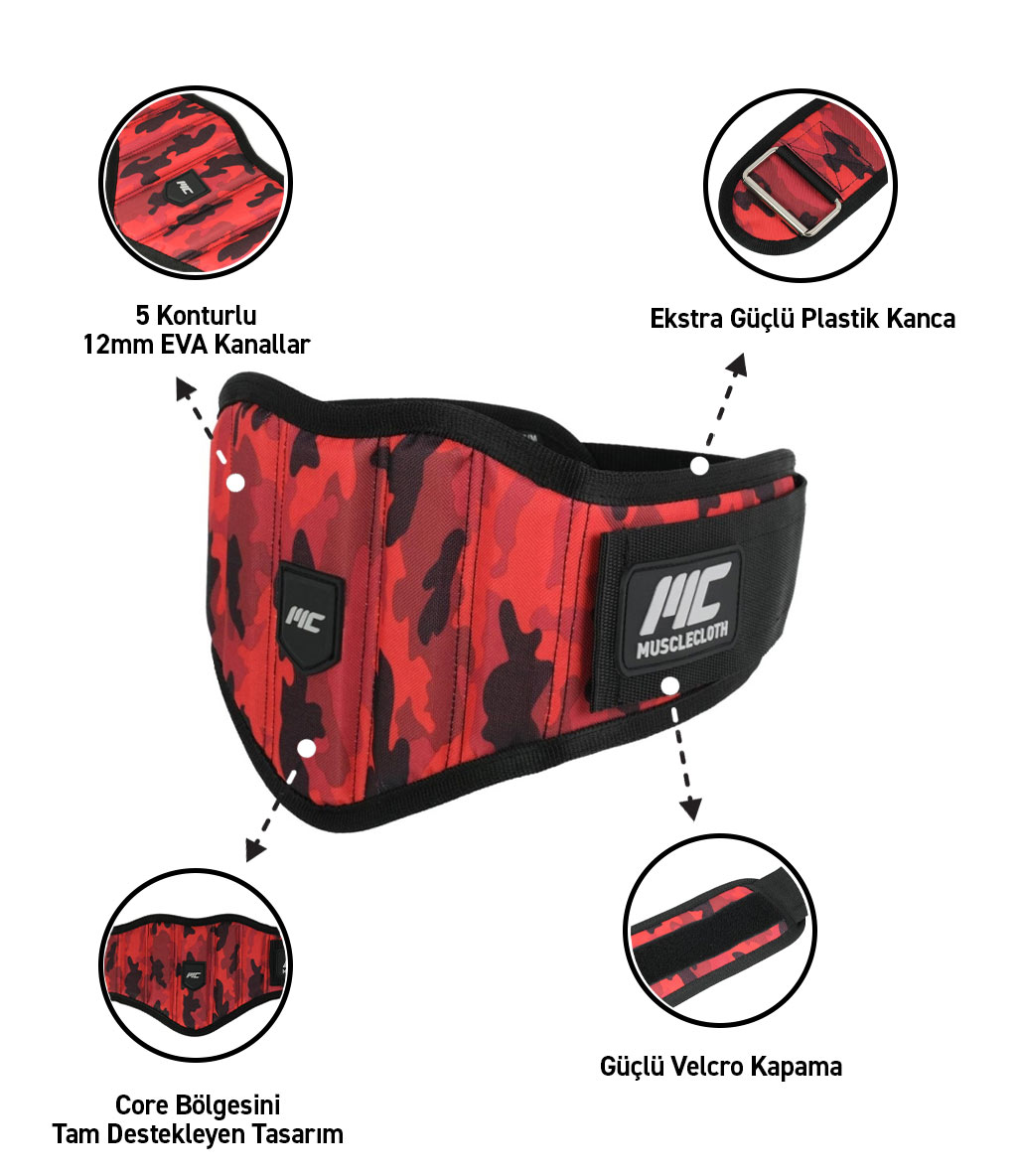 MuscleCloth PN-Core Ağırlık Kemeri Kırmızı Kamuflaj