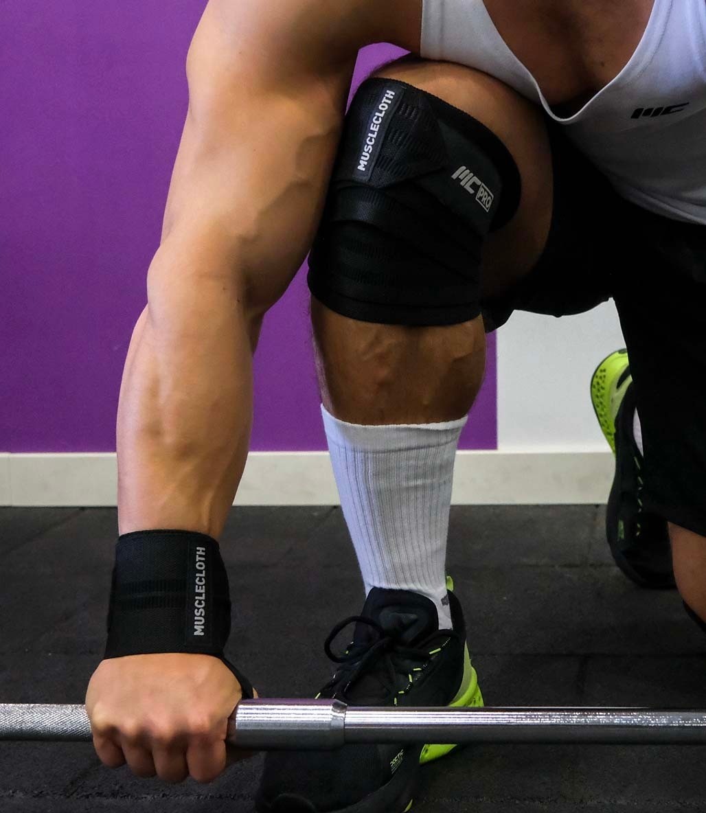 MuscleCloth Pro Knee Wraps Diz Bandajı 2’Li Paket – Cırt Bantlı Siyah