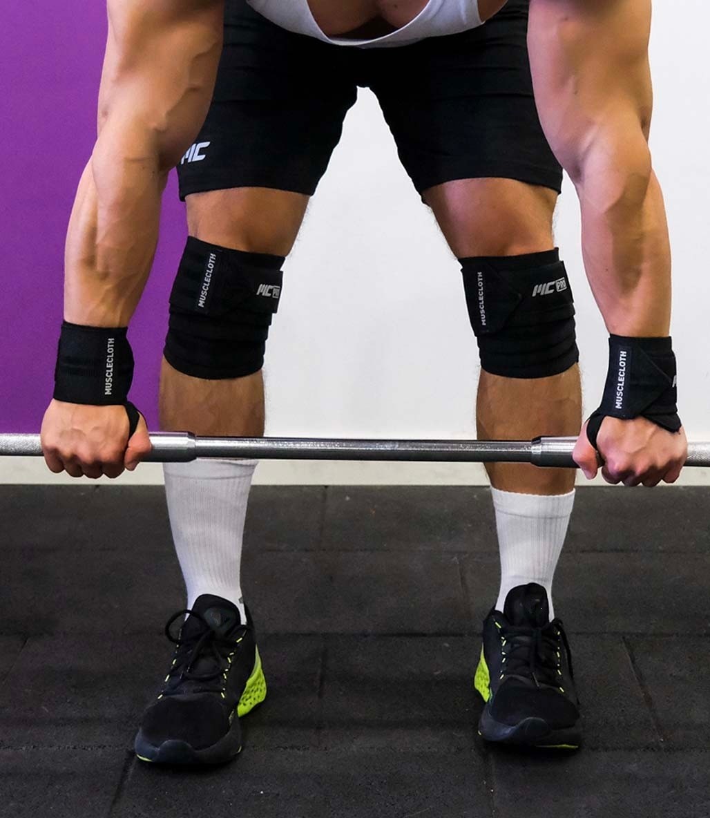 MuscleCloth Pro Knee Wraps Diz Bandajı 2’Li Paket – Cırt Bantlı Siyah