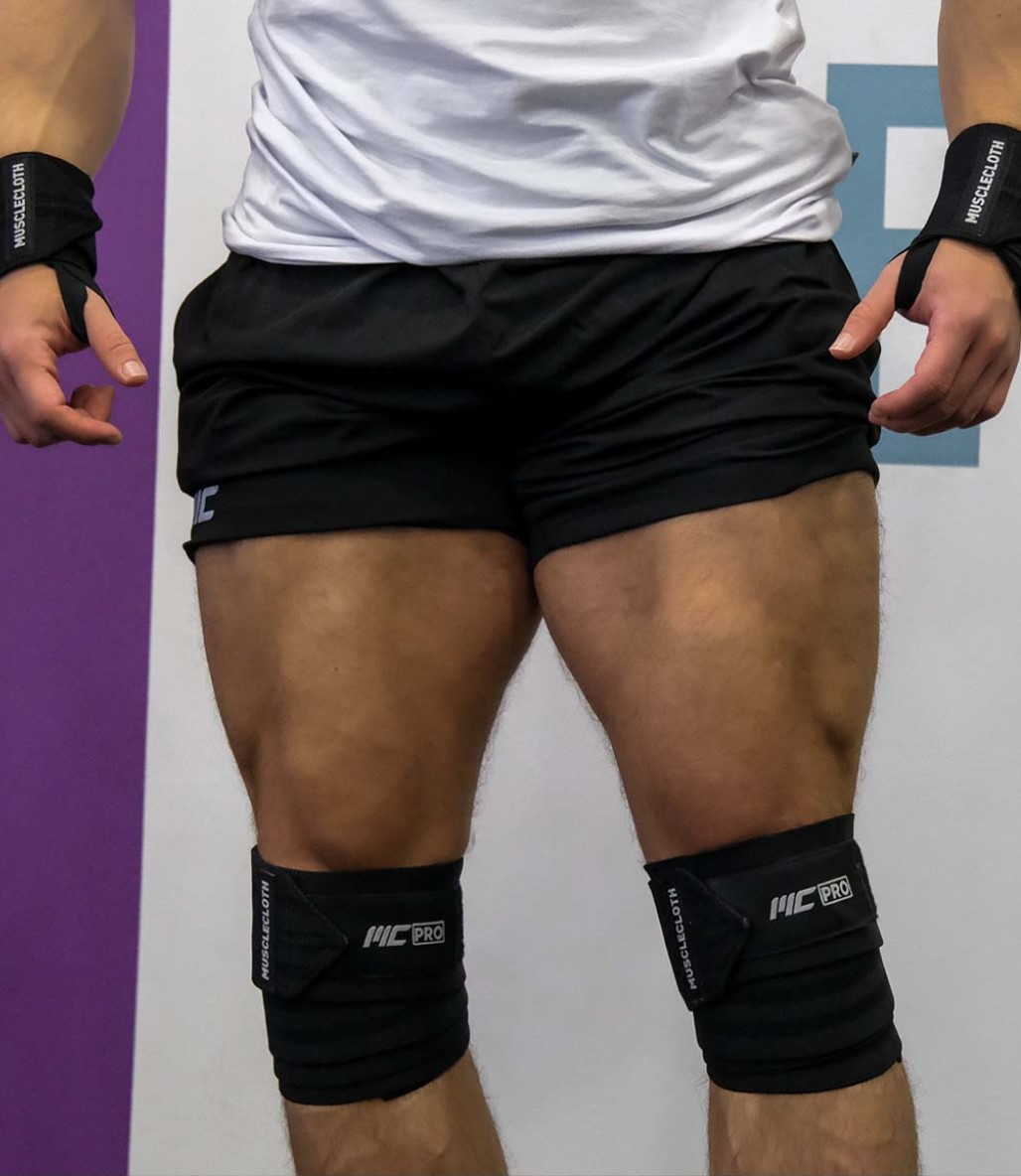 MuscleCloth Pro Knee Wraps Diz Bandajı 2’Li Paket – Cırt Bantlı Siyah