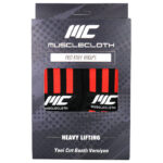 MuscleCloth Pro Knee Wraps Diz Bandajı 2’Li Paket – Cırt Bantlı Siyah Kırmızı