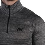MuscleCloth Pro Stretch Fermuarlı Uzun Kollu T-Shirt Füme
