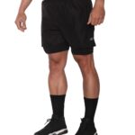 MuscleCloth Training 2 in 1 Erkek Taytlı Şort Siyah