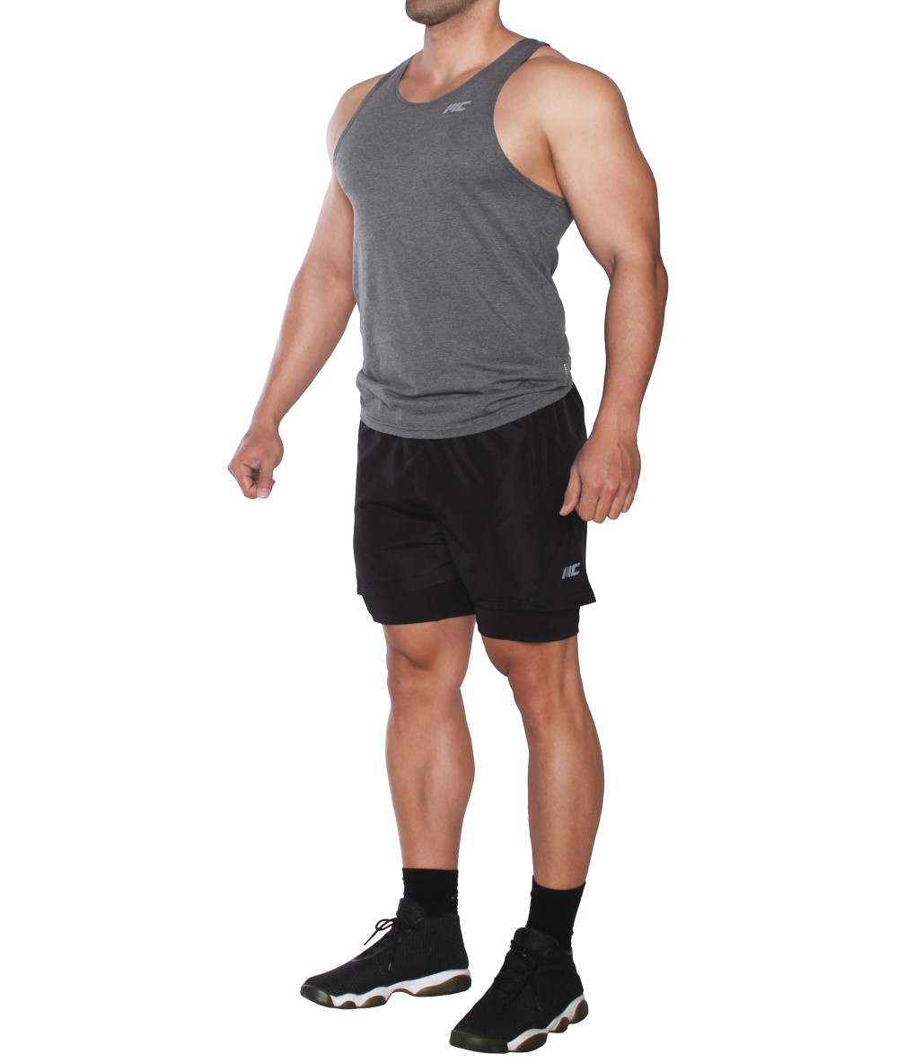 MuscleCloth Training 2 in 1 Erkek Taytlı Şort Siyah