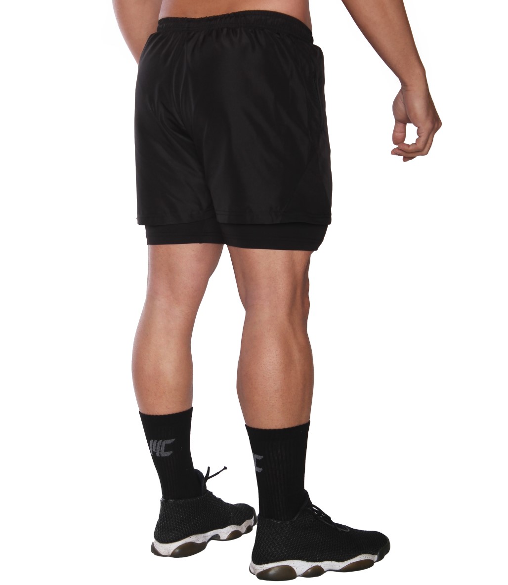 MuscleCloth Training 2 in 1 Erkek Taytlı Şort Siyah