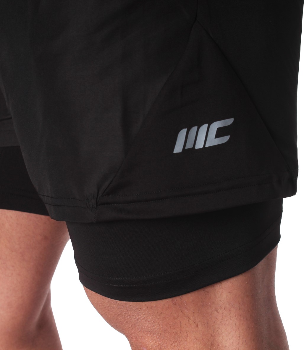 MuscleCloth Training 2 in 1 Erkek Taytlı Şort Siyah