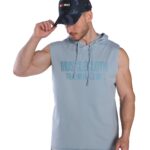MuscleCloth Training Club Kapüşonlu Kolsuz Sweatshirt Açık Mavi