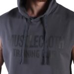 MuscleCloth Training Club Kapüşonlu Kolsuz Sweatshirt Füme