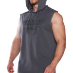 MuscleCloth Training Club Kapüşonlu Kolsuz Sweatshirt Füme