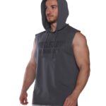 MuscleCloth Training Club Kapüşonlu Kolsuz Sweatshirt Füme