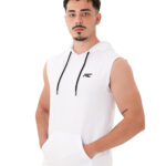 MuscleCloth Training Kapüşonlu Kolsuz T-Shirt Beyaz