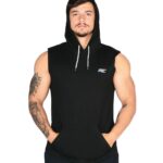 MuscleCloth Training Kapüşonlu Kolsuz T-Shirt Siyah
