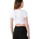MuscleCloth Aura Cross Crop T-Shirt Beyaz