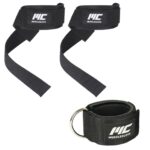 MuscleCloth Padded Lifting Straps + Padded Ankle Cuff Seti Siyah